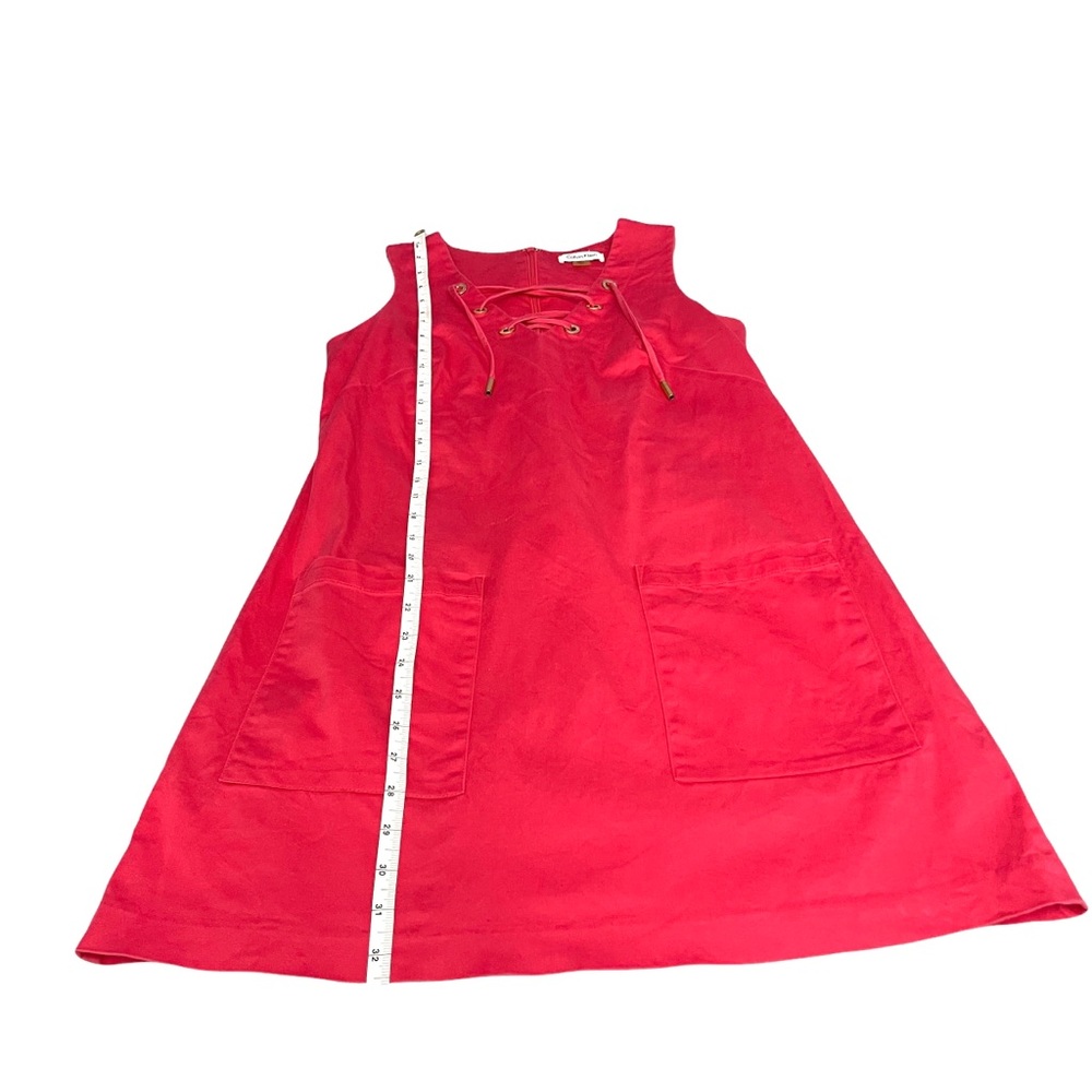 Calvin Klein Women's V Neck with Lace Dress in Bright Pink size 6P/SP - Picture 6 of 10